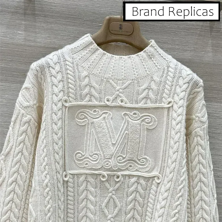 Max Mara White Cable Cashmere Sweater